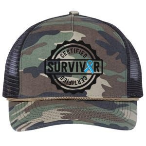 Prostate Cancer Survivor Gift Blue Ribbon Awareness Retro Rope Trucker Hat Cap