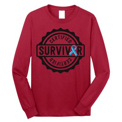 Prostate Cancer Survivor Gift Blue Ribbon Awareness Long Sleeve Shirt