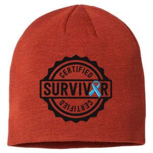 Prostate Cancer Survivor Gift Blue Ribbon Awareness Sustainable Beanie