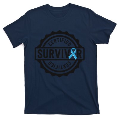 Prostate Cancer Survivor Gift Blue Ribbon Awareness T-Shirt