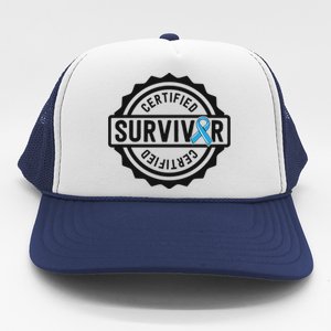 Prostate Cancer Survivor Gift Blue Ribbon Awareness Trucker Hat