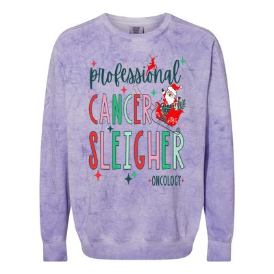 Professional Cancer Sleigher Oncology Nurse Christmas Colorblast Crewneck Sweatshirt