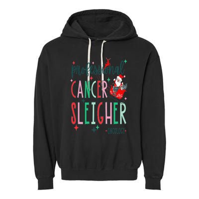 Professional Cancer Sleigher Oncology Nurse Christmas Garment-Dyed Fleece Hoodie