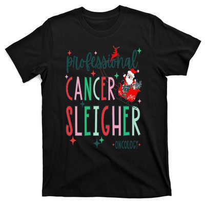 Professional Cancer Sleigher Oncology Nurse Christmas T-Shirt