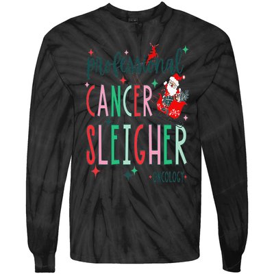 Professional Cancer Sleigher Oncology Nurse Christmas Tie-Dye Long Sleeve Shirt