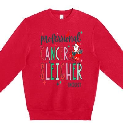 Professional Cancer Sleigher Oncology Nurse Christmas Premium Crewneck Sweatshirt