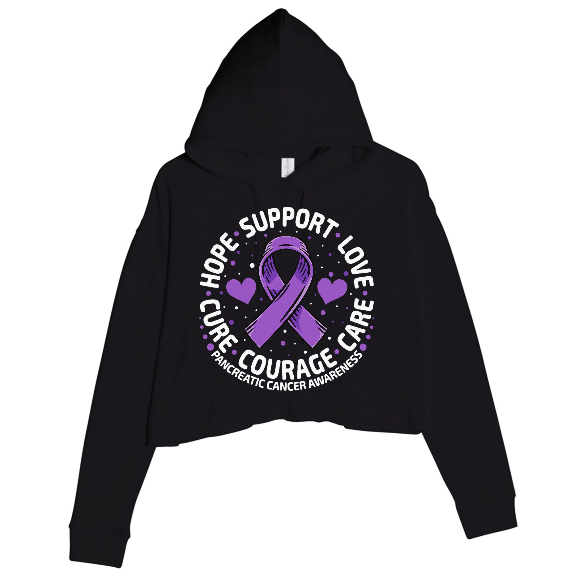 Pancreatic Cancer Support Family Pancreatic Cancer Awareness Crop Fleece Hoodie