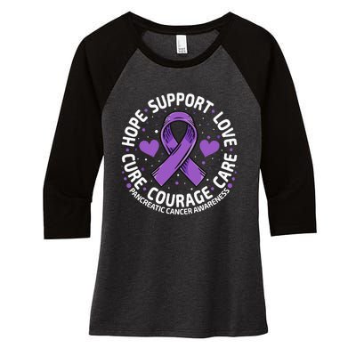 Pancreatic Cancer Support Family Pancreatic Cancer Awareness Women's Tri-Blend 3/4-Sleeve Raglan Shirt