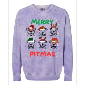 Pitbull Christmas Santa Claus Lovers Merry Pitmas Cute Gift Colorblast Crewneck Sweatshirt