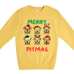 Pitbull Christmas Santa Claus Lovers Merry Pitmas Cute Gift Premium Crewneck Sweatshirt