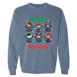 Pitbull Christmas Santa Claus Lovers Merry Pitmas Cute Gift Garment-Dyed Sweatshirt