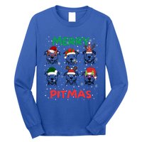 Pitbull Christmas Santa Claus Lovers Merry Pitmas Cute Gift Long Sleeve Shirt