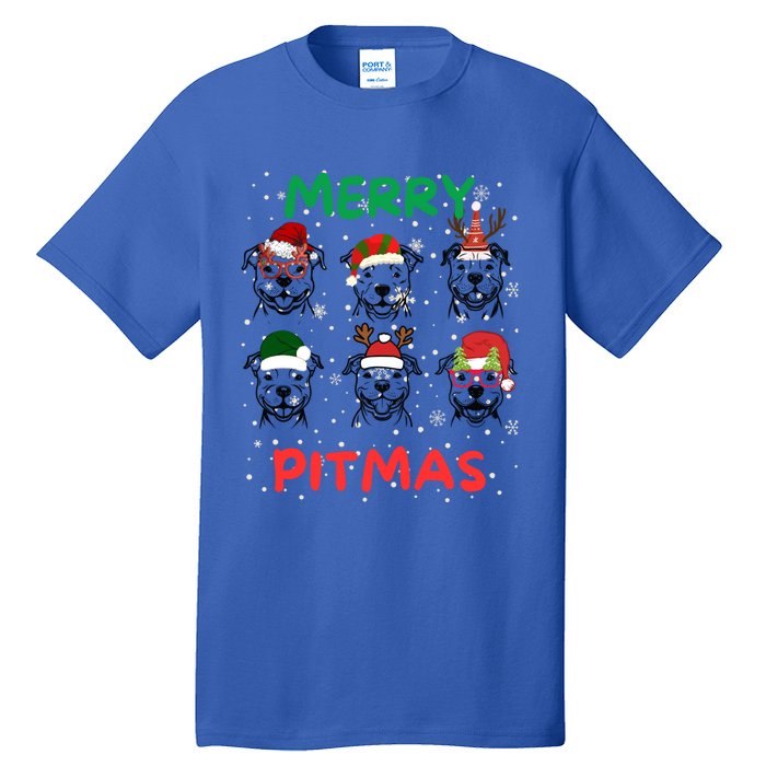 Pitbull Christmas Santa Claus Lovers Merry Pitmas Cute Gift Tall T-Shirt