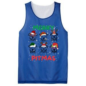 Pitbull Christmas Santa Claus Lovers Merry Pitmas Cute Gift Mesh Reversible Basketball Jersey Tank