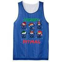 Pitbull Christmas Santa Claus Lovers Merry Pitmas Cute Gift Mesh Reversible Basketball Jersey Tank