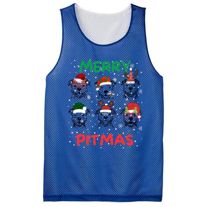 Pitbull Christmas Santa Claus Lovers Merry Pitmas Cute Gift Mesh Reversible Basketball Jersey Tank