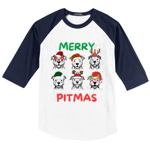 Pitbull Christmas Santa Claus Lovers Merry Pitmas Cute Gift Baseball Sleeve Shirt