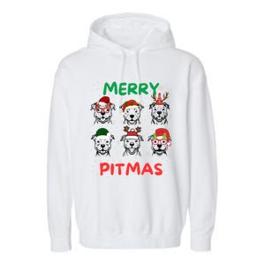 Pitbull Christmas Santa Claus Lovers Merry Pitmas Cute Gift Garment-Dyed Fleece Hoodie