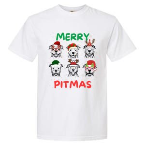 Pitbull Christmas Santa Claus Lovers Merry Pitmas Cute Gift Garment-Dyed Heavyweight T-Shirt