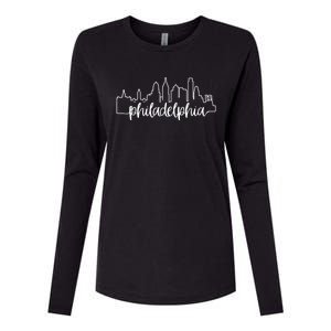 Philadelphia City Skyline Cute Philly Love Gift Womens Cotton Relaxed Long Sleeve T-Shirt