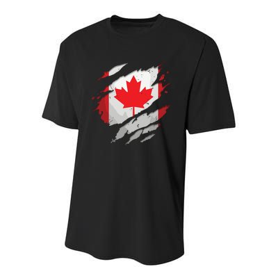 Proud Canadian Shirts Torn Ripped Canada Flag Youth Performance Sprint T-Shirt