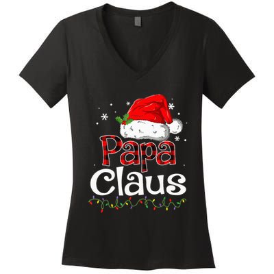 Papa Claus Santa Funny Christmas Pajama Matching Family Women's V-Neck T-Shirt