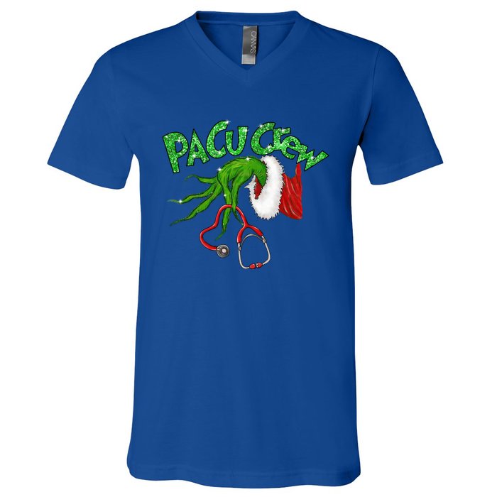 Pacu Crew Stethoscope Christmas Xmas Nurse Nursing Pajamas Cute Gift V-Neck T-Shirt