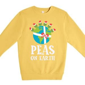 Pun Christmas Sayings Peas On Earth Funny Xmas Gift Premium Crewneck Sweatshirt