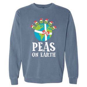 Pun Christmas Sayings Peas On Earth Funny Xmas Gift Garment-Dyed Sweatshirt