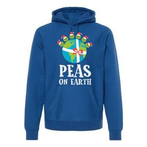 Pun Christmas Sayings Peas On Earth Funny Xmas Gift Premium Hoodie