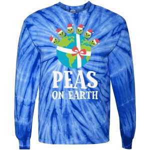 Pun Christmas Sayings Peas On Earth Funny Xmas Gift Tie-Dye Long Sleeve Shirt