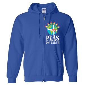 Pun Christmas Sayings Peas On Earth Funny Xmas Gift Full Zip Hoodie