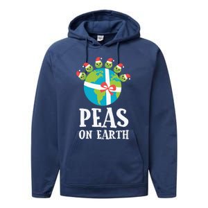 Pun Christmas Sayings Peas On Earth Funny Xmas Gift Performance Fleece Hoodie