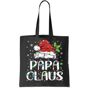 Papa Claus Shirts Christmas Lights Pajama Family Matching Tote Bag