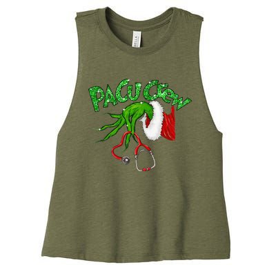 Pacu Crew Stethoscope Christmas Xmas Nurse Nursing Pajamas Women's Racerback Cropped Tank