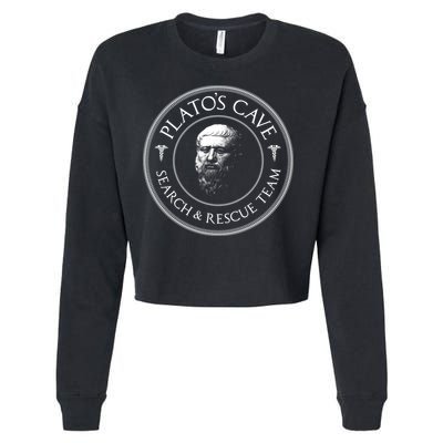 Plato's Cave Search And Rescue Team Funny Philosopher Great Gift Meaningful Gift Cropped Pullover Crew