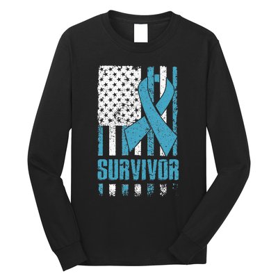 Prostate Cancer Survivor Bold Blue Ribbon Long Sleeve Shirt