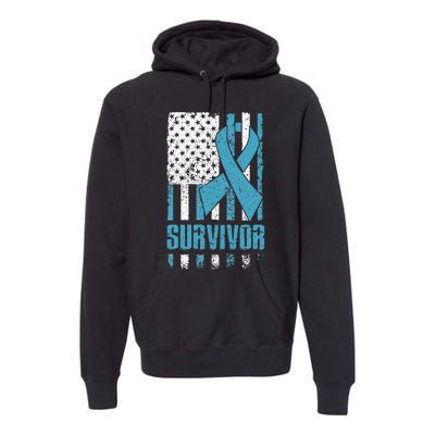 Prostate Cancer Survivor Bold Blue Ribbon Premium Hoodie