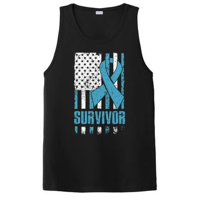 Prostate Cancer Survivor Bold Blue Ribbon PosiCharge Competitor Tank