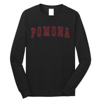 Pomona California Souvenir Vacation College Style Red Text Long Sleeve Shirt