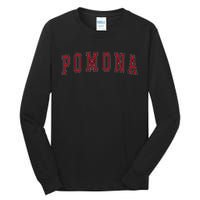 Pomona California Souvenir Vacation College Style Red Text Tall Long Sleeve T-Shirt