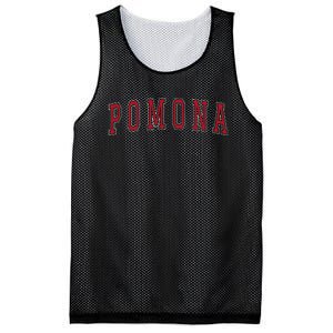 Pomona California Souvenir Vacation College Style Red Text Mesh Reversible Basketball Jersey Tank