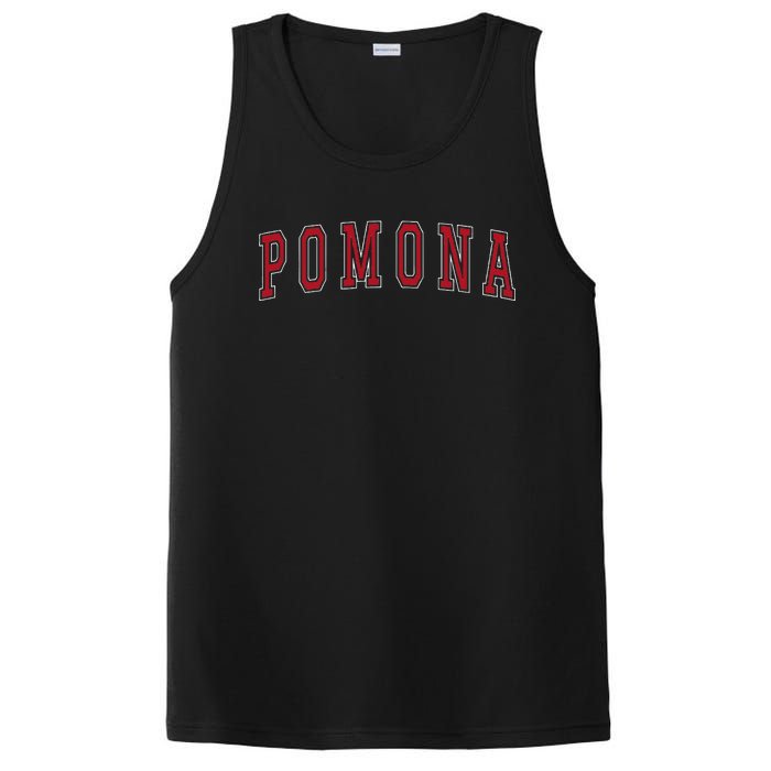 Pomona California Souvenir Vacation College Style Red Text PosiCharge Competitor Tank