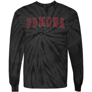 Pomona California Souvenir Vacation College Style Red Text Tie-Dye Long Sleeve Shirt