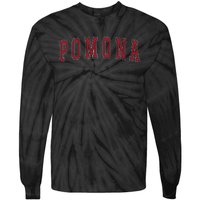 Pomona California Souvenir Vacation College Style Red Text Tie-Dye Long Sleeve Shirt