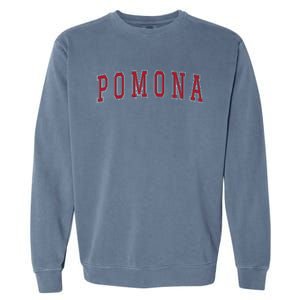 Pomona California Souvenir Vacation College Style Red Text Garment-Dyed Sweatshirt