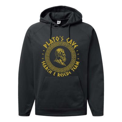 PlatoS Cave Search And Rescue Teams Funny Philosophy Performance Fleece Hoodie