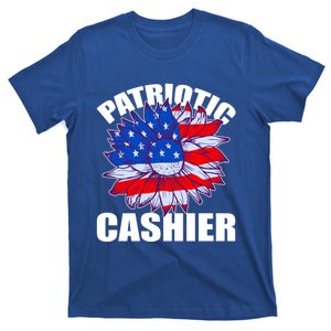 Patriotic Cashier Sunflower Retro Job America Flag Gift T-Shirt