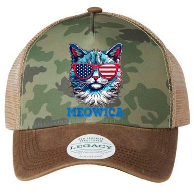 Patriotic Cat Sunglasses American Flag 4th of July Meowica Legacy Tie Dye Trucker Hat