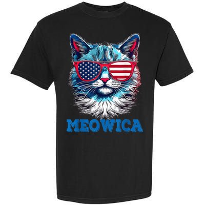 Patriotic Cat Sunglasses American Flag 4th of July Meowica Garment-Dyed Heavyweight T-Shirt